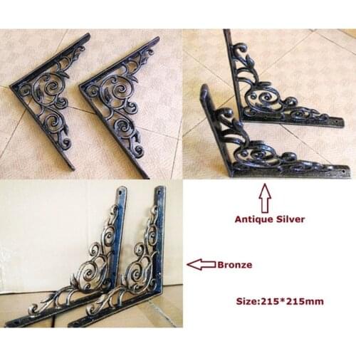 1Pair(2 PCS)/Lot 21.5CM 8.5" Cast Iron Vintage wall mount Shelf Bracket Support With Screws