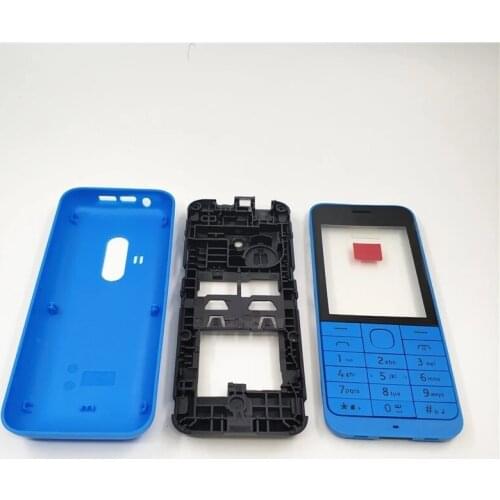10Pcs/Lot Front Middle Frame Back cover Battery Cover For Nokia 220 Full Housing Cover Case +English Keypad+Logo
