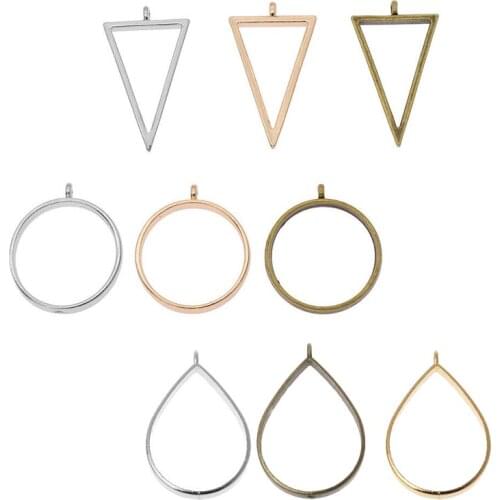 10PCs Assorted Geometric Triangle Circle Water Drop Hollow Pressed Flower Frame Mold Bezel Pendant Resin Jewelry Making