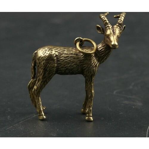 40MM Antique Chinese Bronze Likable Animal Antelope Sheep Goat Statue Pendant