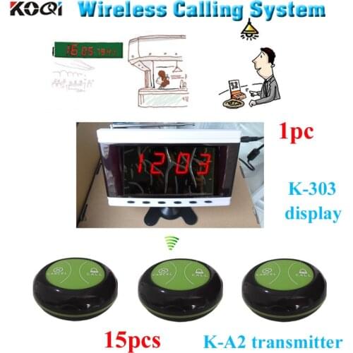 433.92mhz Restaurant equipment Table ordering button system (1 monitor K-303 + 15 bells K-A2)