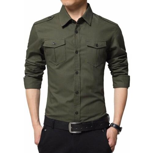 4XL Spring Autumn Mens Cotton Breathable Long Sleeve Shirt Outdoor Camping Hiking Tactical Training Slim Lapel Military Shirts