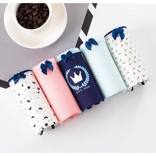 5pcs/lot Underwear Women Cotton Womens Briefs Print Sexy Lingerie Breathable Comfortable Panties
