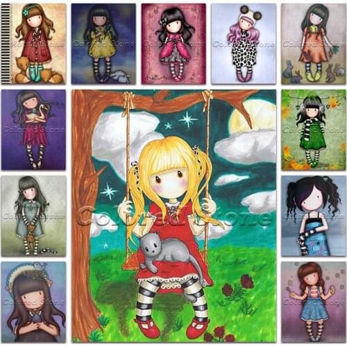 New Diamond painting Cartoon girl child doll Fox fashion 5D DIY Full Square Drill embroidery Cross stitch 3D mosaic Drawing GG02