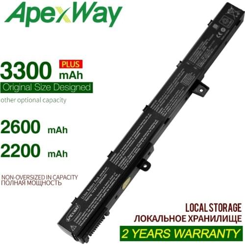 ApexWay 14.8V 3300mAh A41N1308 A31N1319 Laptop Battery For Asus X451 X551 X451C X451CA X551C X551CA Series 0B110-00250100 X551M