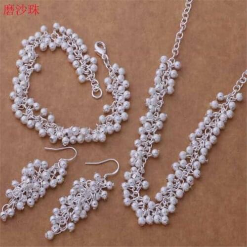 AS393 Hot Sale Silver Plated Color Jewelry Sets For Women Wholesale High Quality Classic Bracelet Necklace Earring