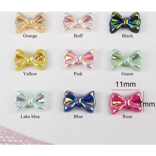 Glitter Mix Color AB 7x11mm Resin Bow Ties Rhinestones 30pcs/100pcs DIY Resin Nail Art Decorations