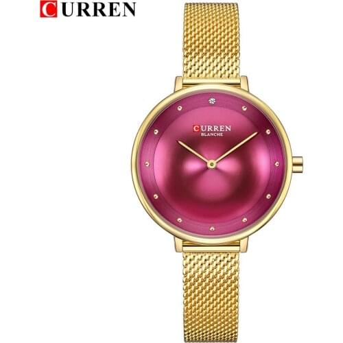 CURREN Famous Brand Gold Silver Casual Quartz Watch Women Mesh Stainless Steel Dress Women Watches Relogio Feminino Clock