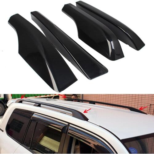 Black ABS Roof Rack Bar Rail End Protection Cover Shell 4PCS For Toyota Land Cruiser LC200 FJ200 2008- 2016 2017