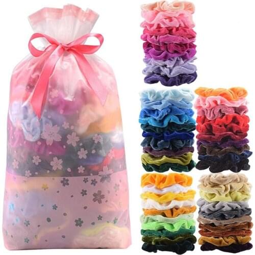Colorful Velvet Hair Scrunchies Set Elastic Hair Bobbles Hair Accessories Ropes for Women Solid Color Hair Bands