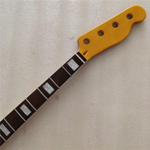 Yellow gloss Maple 20 frets bass guitar neck part 4 string rosewood fingerboard 34 inch nut 38mm