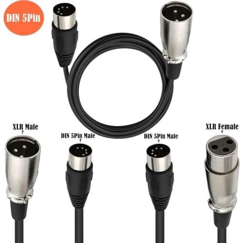 MIDI to XLR Adapter Cable DIN 5 Pin Male to XLR 3 Pin Audio Cable for Match Music Instruments with MIDI or XLR Connector