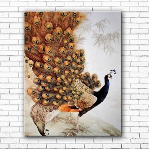 Chinese style animal peacock landscape canvas printings oil painting printed on canvas home wall art decoration picture