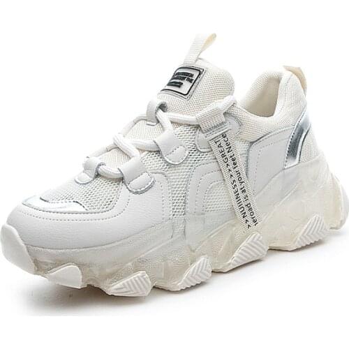 Summer Ladies Flat Shoes Mesh Breathable Fashion Womens Shoes White Casual Platform Womens Sneakers High-quality Leather New