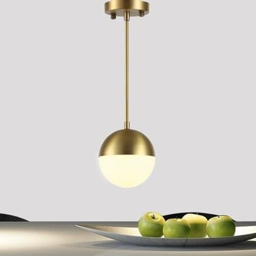 Brass Glass Ball LED Pendant Lights Fixtures Dinning Room Nordic Simple Modern Pendant Lamp Hanging Light Lampara Colgante
