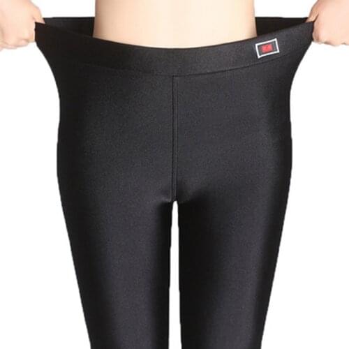 Plus Size Elastic Warm Winter Leggings Women Black Stretch Glossy Fleece Lined Leggings Pants Thick Cashmere Woman Leggings