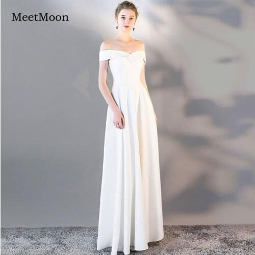 MeetMoon 2020 New Wedding Dress Destination Off Shoulder A-line Long Elegant Reception Dresses Lightweight Bridal Gown White