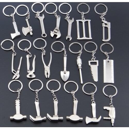 20 Models MINI Tool Keychain Wrench metal key chain Spanner hammer saw axe pliers Drill keyring key ring opener Keyfob Tools