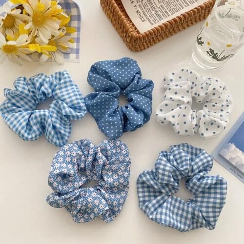 Fashion Korean Style Sea Sweet Scrunchies Headband For Women Girl.Hair Accessories Girls Fairy Floral Elastic Hairband Hair Gum