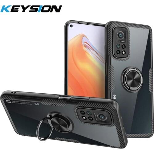 KEYSION Fashion Transparent Shockproof Case For Xiaomi Mi 10T 10T Pro 9T Pro Clear Ring Phone Back Cover for Xiaomi Mi 10T Lite