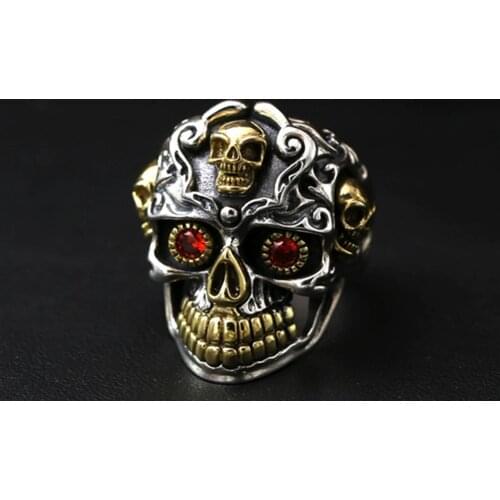 FDLK Personality Mens Retro Rings European and American Skull Head Index Finger Rings Mens Motorcycle Rock Gothic Punk Rings