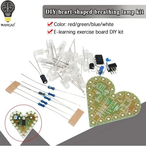 DIY Kit Heart Shape Breathing Lamp Kit Breathing LED Suite Red White Blue Green Electronic Production for Learning laboratory