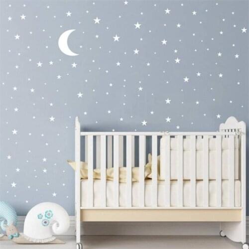 Pure color moon stars wall sticker for kids room, Princess room bedroom living room wall decoration home decoration accessories