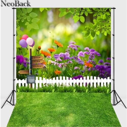 NeoBack 5x7ft new born baby photographic background Balloon woods grass floor children kids photo backdrops P1321