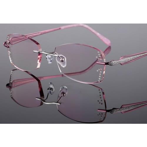 Rimless Glasses Prescription Glasses Titanium frame Womens Optical glasses Myopia Hyperopia Progressive prescription j01