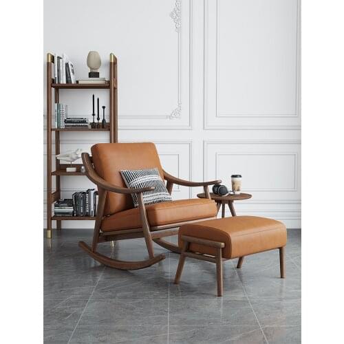 TT Nordic Solid Wood Rocking Chair Nap Leisure Leisure Chair Single Sofa Recliner Balcony Elderly Home