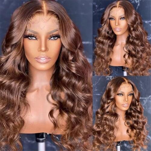Brown Human Hair Brazilian Body Wave Lace Front Wig Highlight Wig Blonde Ombre 13x4 Lace Frontal Wig 4x4 Closure Wig Pre Plucked