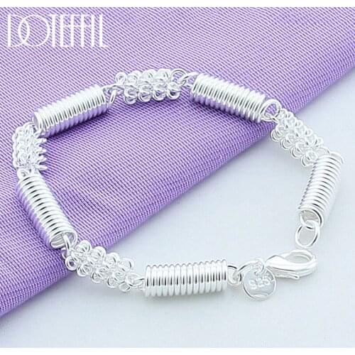 DOTEFFIL 925 Sterling Silver Spring Circle Bracelet For Woman Charm Wedding Engagement Party Fashion Jewelry