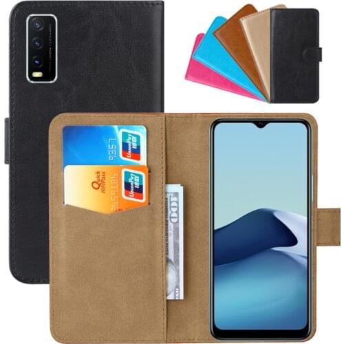 Luxury Wallet Case For Vivo Y20s PU Leather Retro Flip Cover Magnetic Fashion Cases Strap