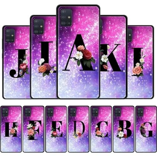 Letter Bling A Z Case For Samsung Galaxy for A51 A71 A21s A31 A41 M31 A32 5G A12 Soft Phone Cover M30s M51 A11 A91 Funda Shell