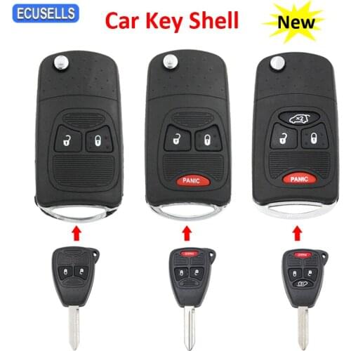 Folding Flip 2/3/4 Button Remote Car Key Case Shell for Dodge Grand Caravan Charger Ram for Chrysler Town & Country PT Cruiser