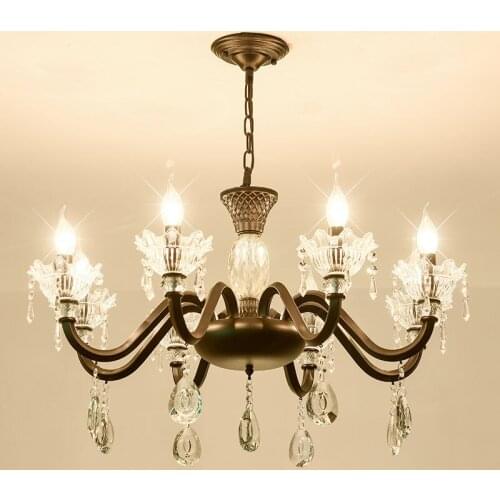 Modern led Chandelier Lighting Crystal candelabra Iron Chandeliers For Living Room Restaurant Bedroom Pastoral Led Hanging Lamp