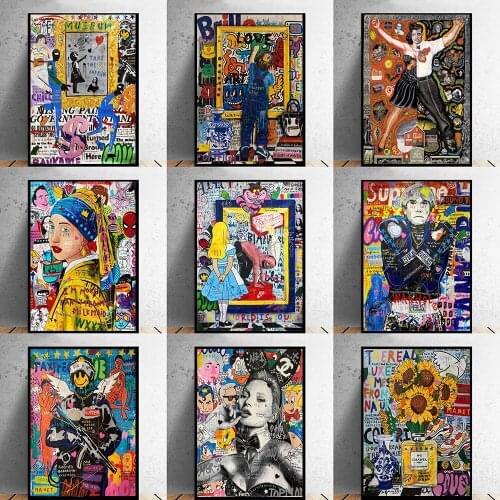 Modern Graffiti Art Woman Bunny Girl With the Pearl Posters and Prints Canvas Paintings Wall Art Picture for Living Room Decor