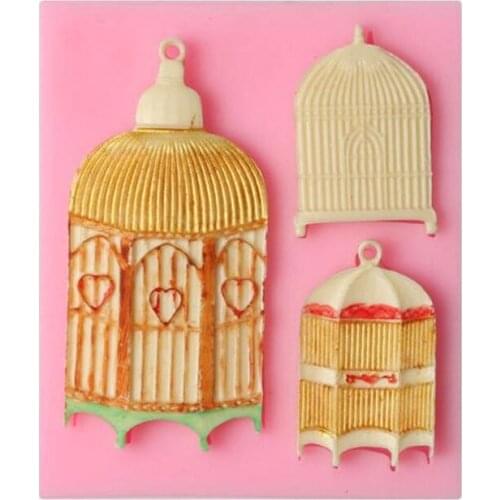 Vintage Bird Cage Fondant Silicone Molds Chocolate Baking Bakeware Cake Decorating Tools Cake Molds