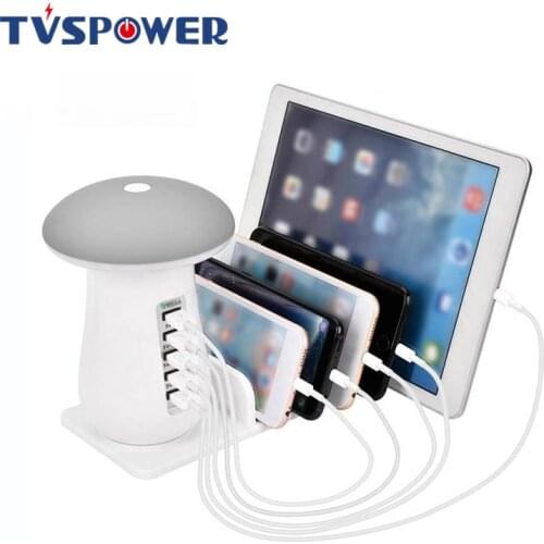 5 USB Port Fast Charging Dock QC3.0 50W Quick Charge Desktop Lamp Multi Charger Station Phone Tablet Chargers 5V2A Dropshipping