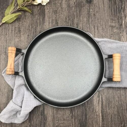 Spread the ears of pig iron pan frying pan thickened without coating pancake pan non-stick pancake pan cookware