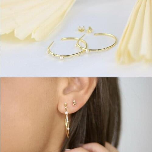 2020 NEW arrival Natural Freshwater Pearl Stud Earrings For Women gold color ear Jewelry Gift