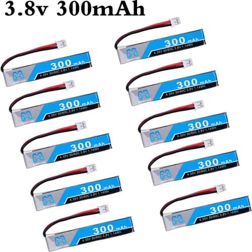 10PCS 1S 300mAh 3.8V 30C/60C LiHV Lipo battery PH2.0 Plug for UK65 US65 Mobula7 Snapper 65S Drone