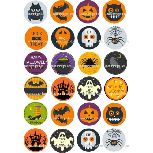24 Halloween Themed Edible Cake Topper Wafer Rice Paper Cake Cookie Cupcake Topper Birthday Wedding Cake Decoration Party Supply