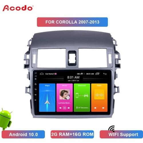 ACODO 2G RAM 16G ROM Android 10.0 Car Radio Multimedia Player For Toyota Corolla 2007-2013 Navigation GPS 2 Din