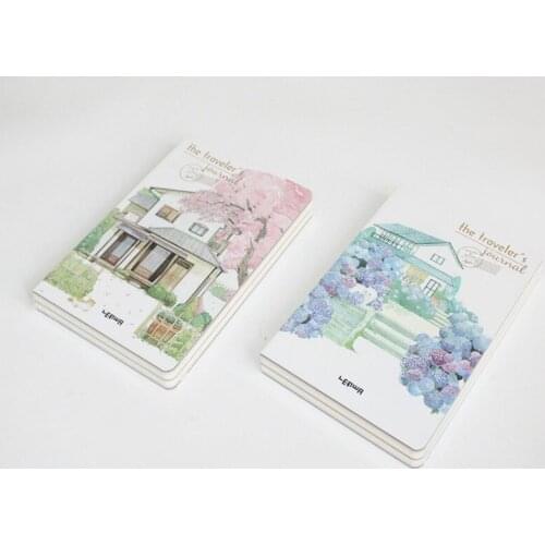 "Travelers Journal Sketchbook" Big Notebook Hard Cover Blank Papers Beautiful House Notepad Stationery Gift