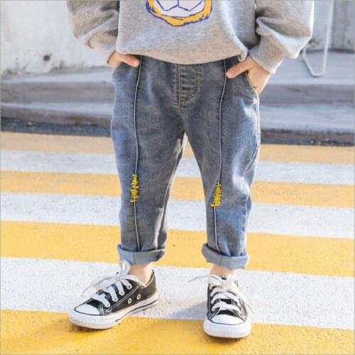 Child Pants Patchwork Wild Kids Jeans For Boy Girl Spring Summer Baby Girls Boys Casual Loose Ripped Jeans Child Denim Pants