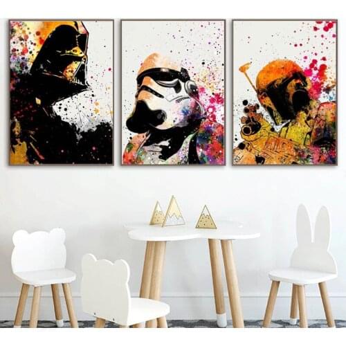 Disney Star Wars Imperial Stormtrooper Movie Watercolor Posters and Prints Canvas Painting Wall Art Film Pictures for Room Decor