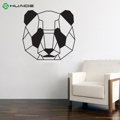 Geometric Head Panda Wall Decal Sticker Home Decor Monochrome Vinyl Wall Stickers For Living Room Bedroom Wall Art Poster A-42
