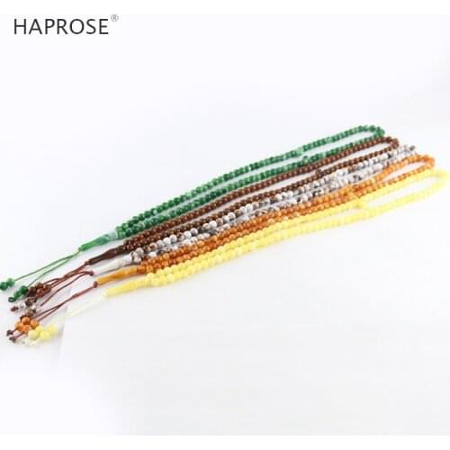 HAPROSE Tesibah Ramadan yellow bracelets Islamic Muslim tasbih Allah Vase Shape Accessories necklace 99 beads bracelet gift