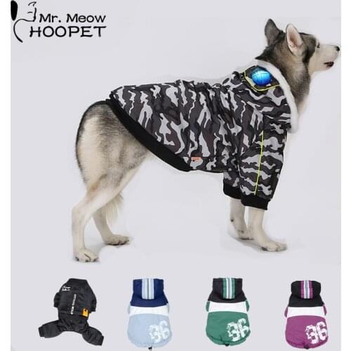 Hoopet Winter Warterproof Pet Clothes Oxford Camouflage Dog Cat Warm Hoodie Coat For Large Dog 3XL-7XL